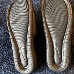 Nike Metallic Silver Slides